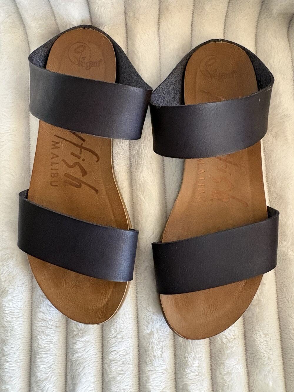 Blowfish Malibu Vegan Sandals Women's 7 Slide Slip On Casual Comfort Black